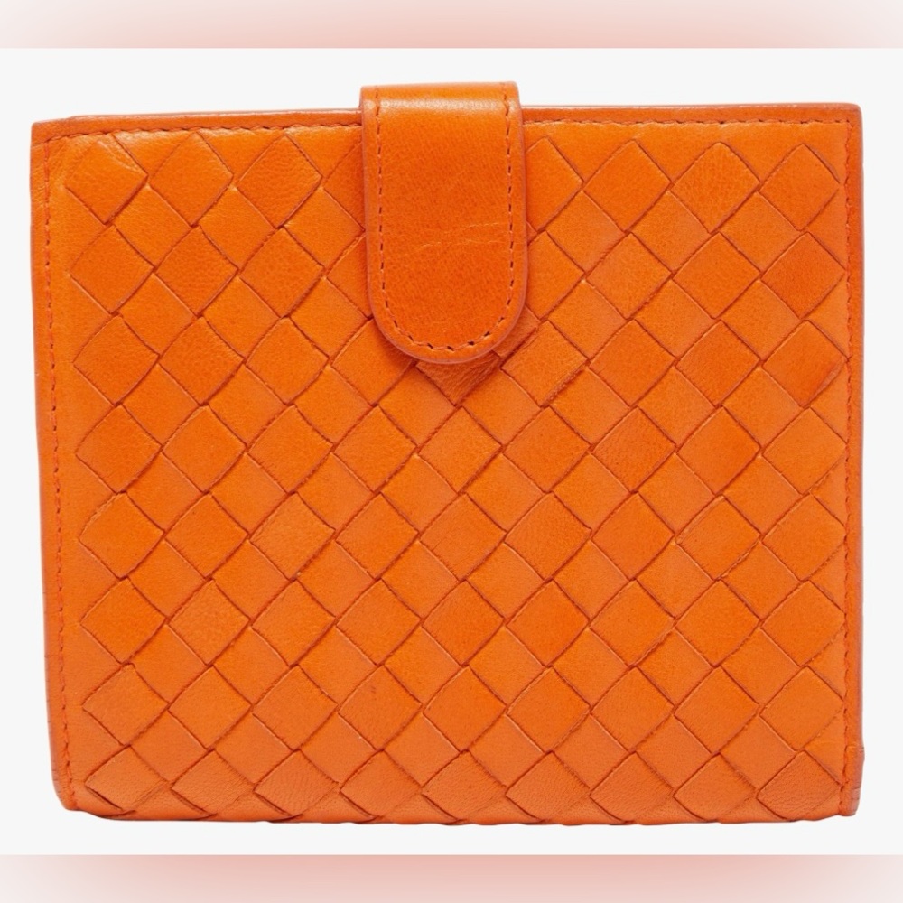 AUTHENTIC Bottega Veneta EUC Orange ๐ Wallet with Clasp - Picture 1 of 14